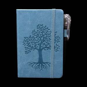 Light Sky Blue Tree of Life Embossed Small Hardcover Lined Journal with Pen